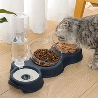 3 in 1 pet bowls automatic feeder dog cat food bowl with water fountain double bowls drinking raised stand snacks bowls for cats