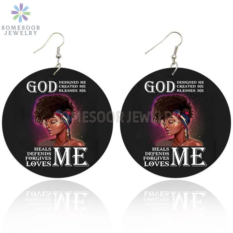 Деревянные серьги-подвески SOMESOOR God созданы благословенно искусство афро черные