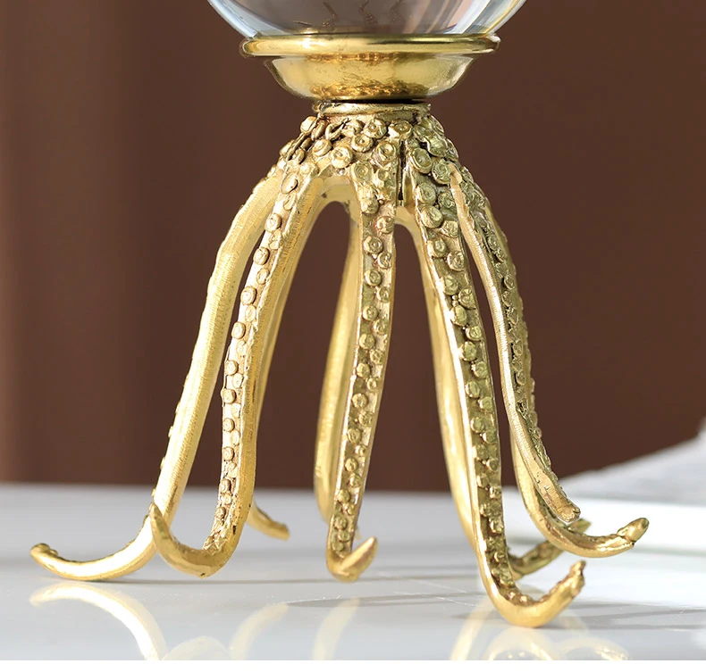 Статуя Морская жизнь в форме осьминога Золотая медная статуя аксессуары для