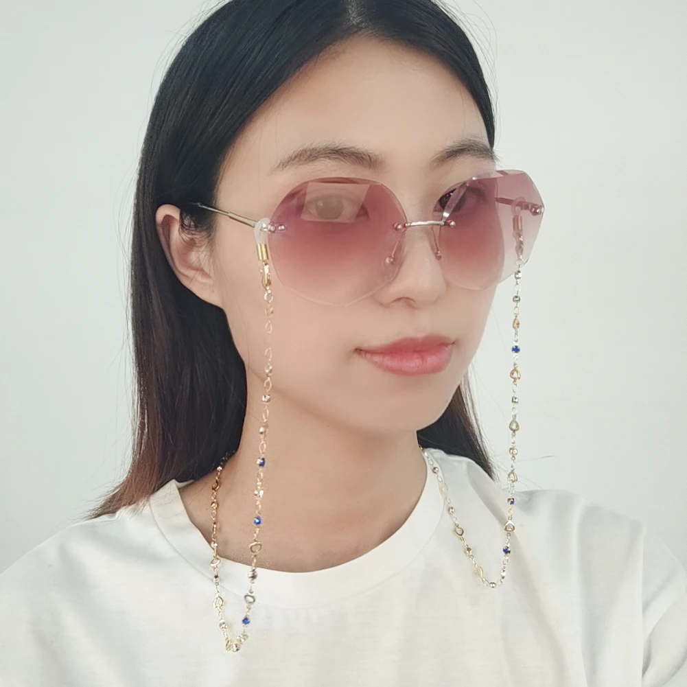 

Teamer Crystal Stone Beads Sunglasses Lanyard for Women Glasses Chain Heart Charm Mask Necklace Neck Holder Straps Accessories