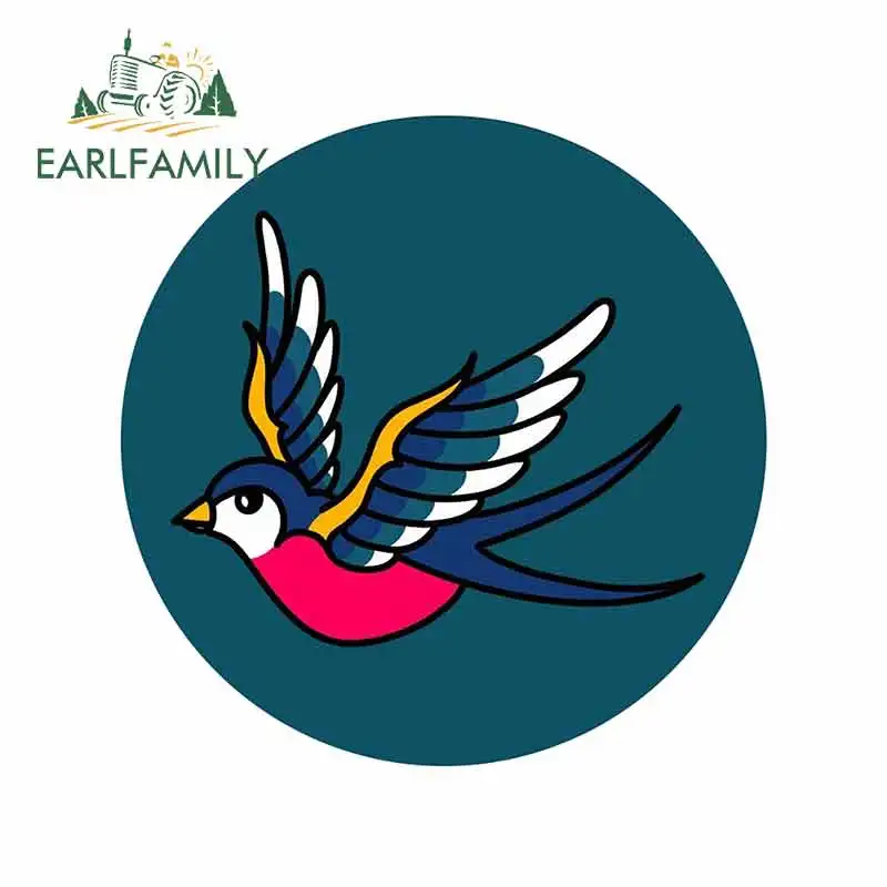 

EARLFAMILY 13 см x 13 см традиционная водостойкая наклейка «Ласточка» художественные окрашенные автомобильные наклейки для ноутбука багажа насте...