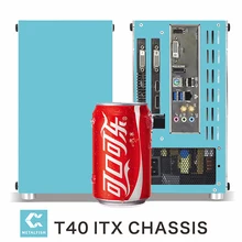 メタフィッシュT40ミニitxケースゲームゲームコンピューターホワイトシャーシコンパクトトランスペアPCピンク/青/赤SFX PSU 7.5Lハンドル付きボリューム