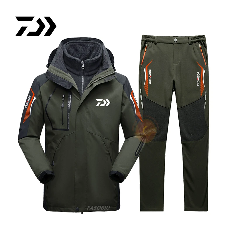 

2021 Winter Waterproof Daiwa Fishing Clothing Suit Men Breathable Fishing Jacket Outdoor Sportswear Suit Warm Fishing Shirt Pant