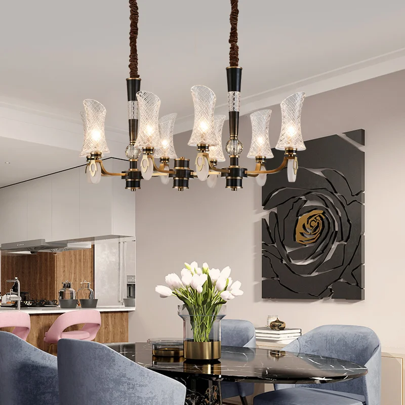 Amazing Copper Chandelier lighting Hotel Glass Lamp Shade chandelier Europe Luxurious Living Room Dining project lustre | Лампы и