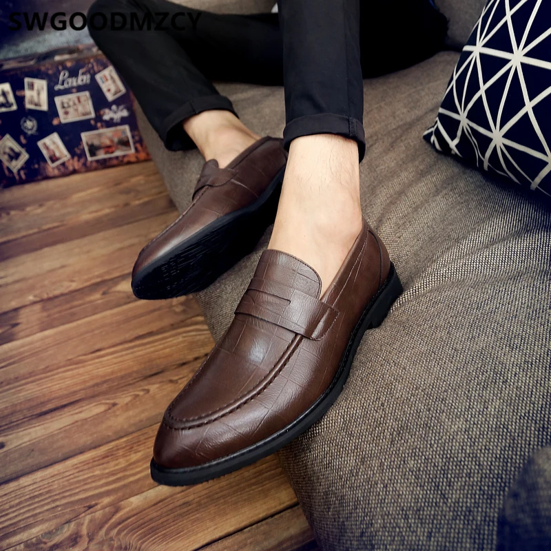 Туфли мужские в деловом стиле оксфорды кожаные вечерние Loaferso официальная обувь
