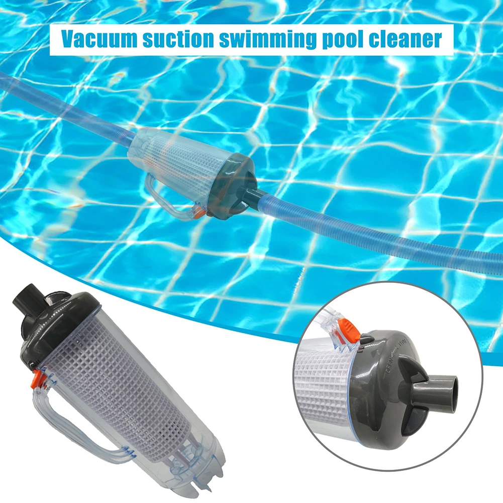 

Swimming Pool Leaf Cleaner Canister with Filter Basket Leaves Suction Tank Catcher Swimming Pool Cleaning Accessories