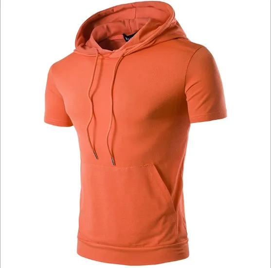 Мужская футболка с капюшоном ZOGAA однотонная спортивная одежда коротким рукавом