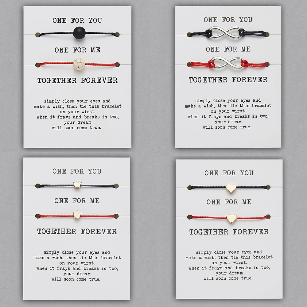 Boho 2 шт./компл. в богемном стиле с сердцем Комплект браслетов для пар мужчин и