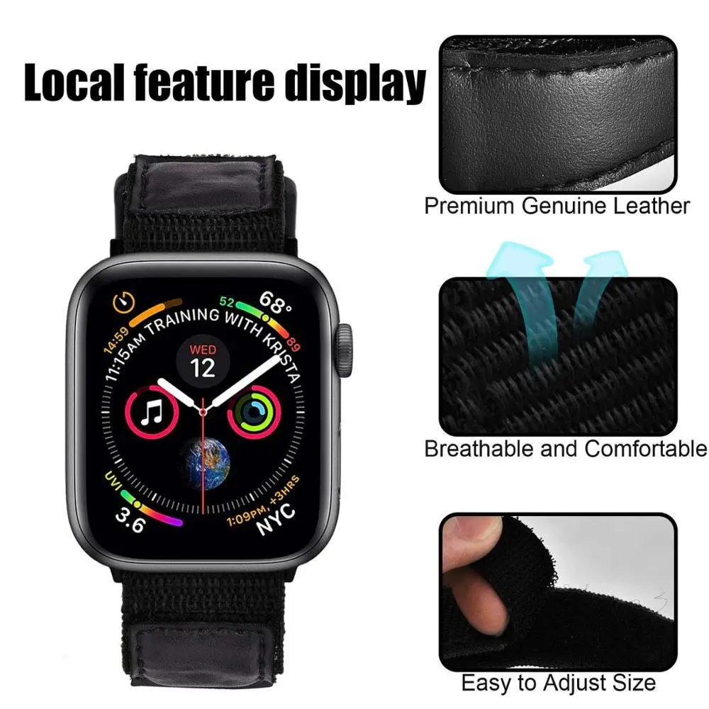 Ремешок для iWatch Apple Watch SE Series 6 5 4 3 2 1 44 42 40 38 мм нейлоновый и кожаный | Наручные часы