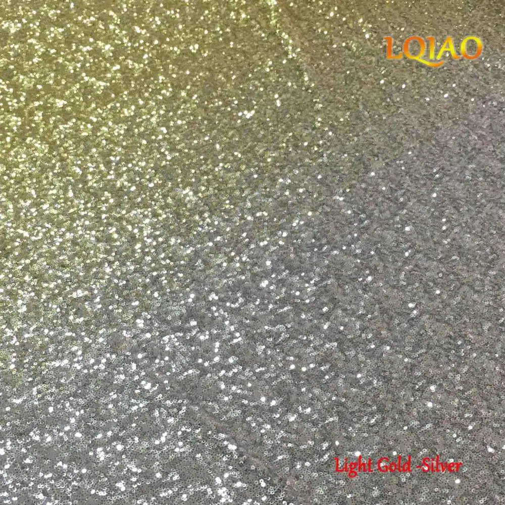 Light Gold-Silver 1 ярд градиент цвета темно-синий-Серебряный блесток ткань стрейч спандекс вышитые сетки африканские Кружева блесток ткань для платья DIY - Цвет: Light Gold-Silver