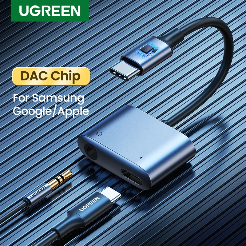 UGREEN USB C к AUX кабель адаптер Тип 3 5 мм Наушники конвертер DAC чип PD QC Зарядка для Huawei