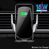15w qi wireless charger car phone holder for iphone 12 11pro xs xr x max for samsung s20 s21 oneplus 8t 9 pro infrared induction