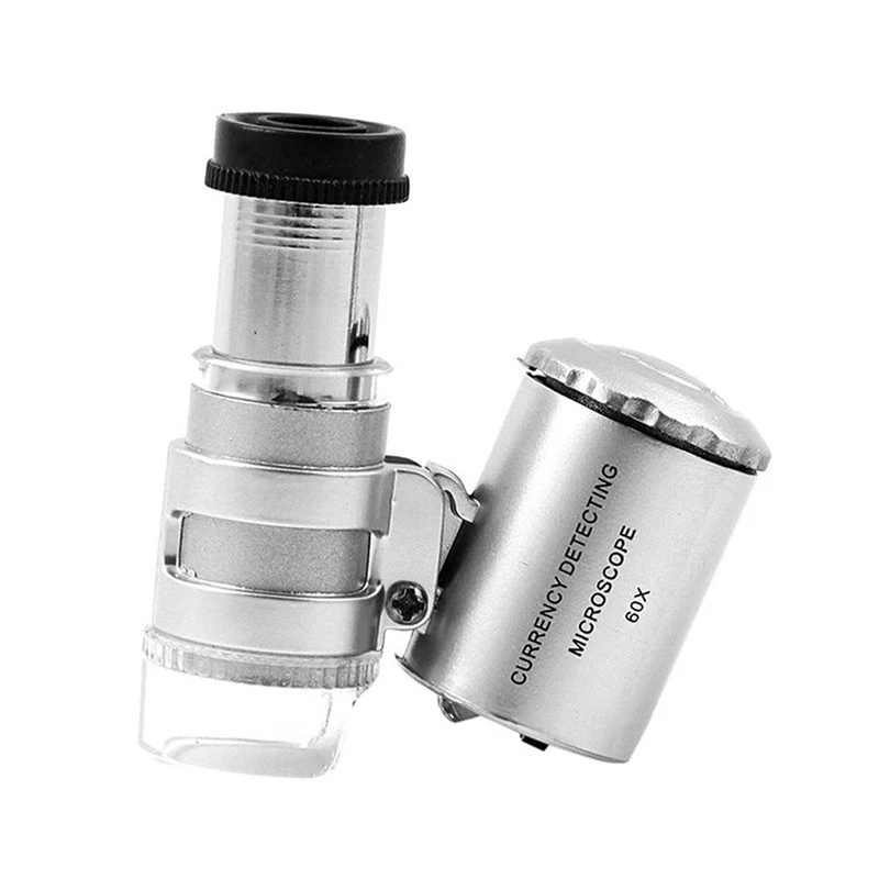 

1 шт. Карманный ручной увеличительный микроскоп для монет 60x, лупа для ювелирных изделий с петлей, лупа