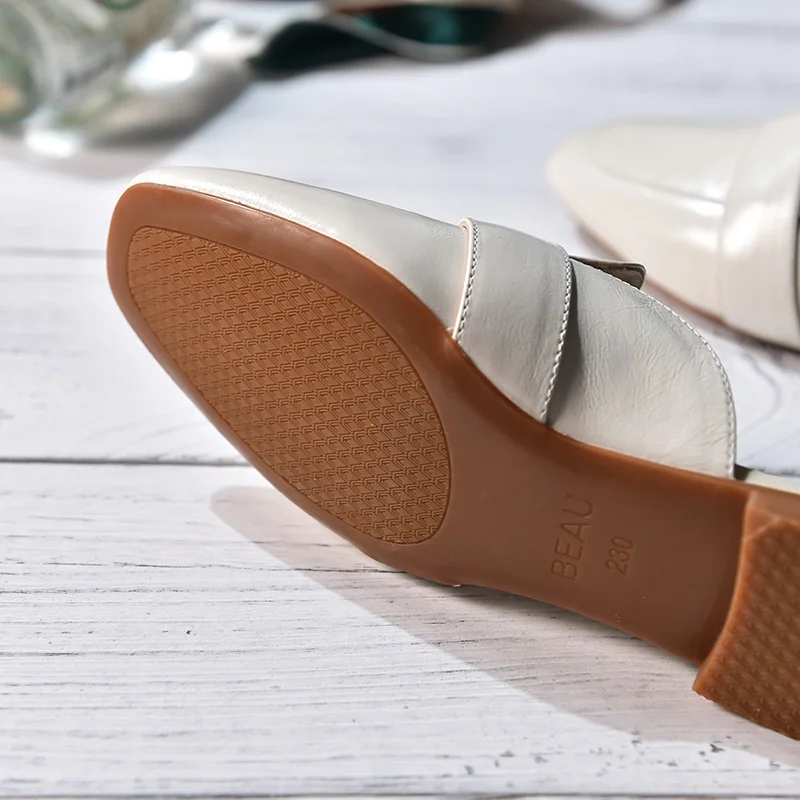 Женские мюли из натуральной коровьей кожи без застежки с круглым носком | Обувь