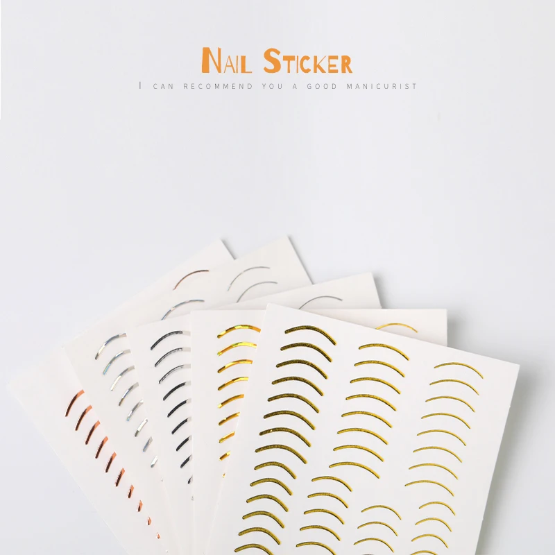 

1 Pc Nail Strip Stickers French Smile Style Black Gold Silver Metal Strip Tape Nail Art Adhesive DIY Foil Tips Nail Decals