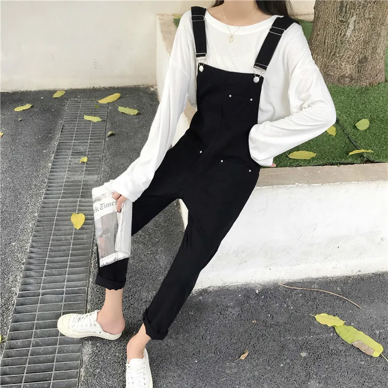 

Jumpsuits Women Solid Ulzzang Kawaii Soft All-match 2019 New Students Korean Style Loose Harajuku Women Playsuits Chic Casual