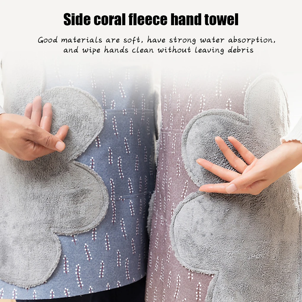 

Adjustable Cooking Waterproof Apron Kitchen Chef Aprons For Woman Men Oil-Proof Bib Pinafore PVC Coral Velvet With Pocket 1pcs