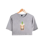 Горячая Распродажа, Летняя короткая футболка с принтом молочного чая, женская одежда, уличная одежда с пуговицами на пуговицах, футболки для кавайных девушек, повседневные топы