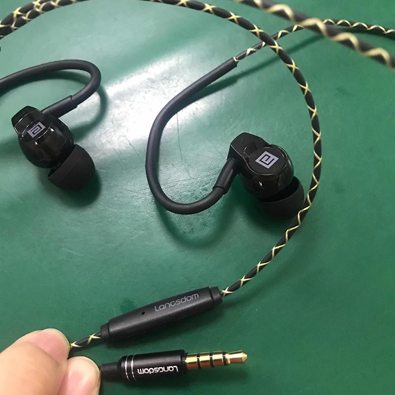 Langsdom SP80B Sport Earphones for Phone Super Bass Headsets Hifi Running Earphone 3.5mm In-ear Stereo Earbuds with Microphone