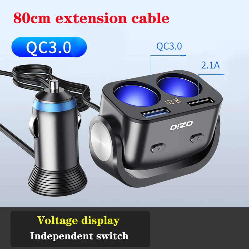 

QC3.0 Car Charger 12V 24V Auto Cigarette Lighter Socket Splitter for Mobile Phone Quick Charging Dual USB Sockets Accessorices