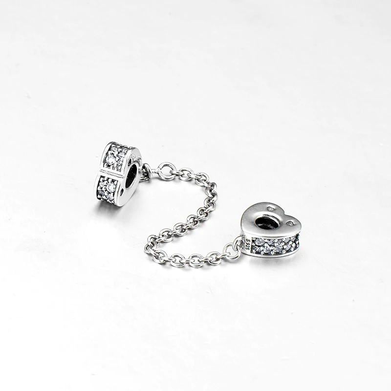 Fashion Creative 925 Sterling Silver like crystal CZ fine Safety Chain Beads Fit European Charms Bracelet Jewelry making | Украшения и