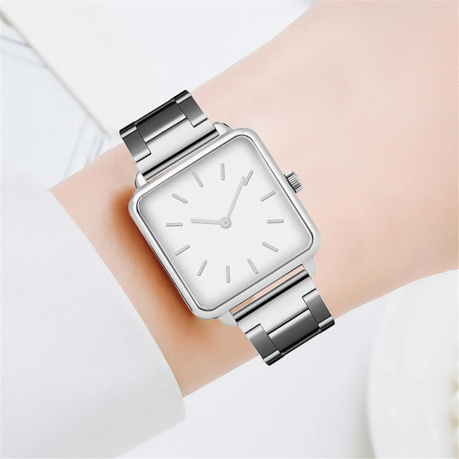 

reloj rose gold Women's watches stainless steel Square ladies watch for women Luxury Strap Quartz wristwatch Clock montre femme