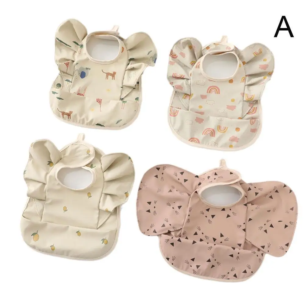 

4PCS Baby Bib Waterproof Apron Flying Sleeve Art Smock For Kids Baby Stuff Chest Protection Feeding Bibs For Baby Children