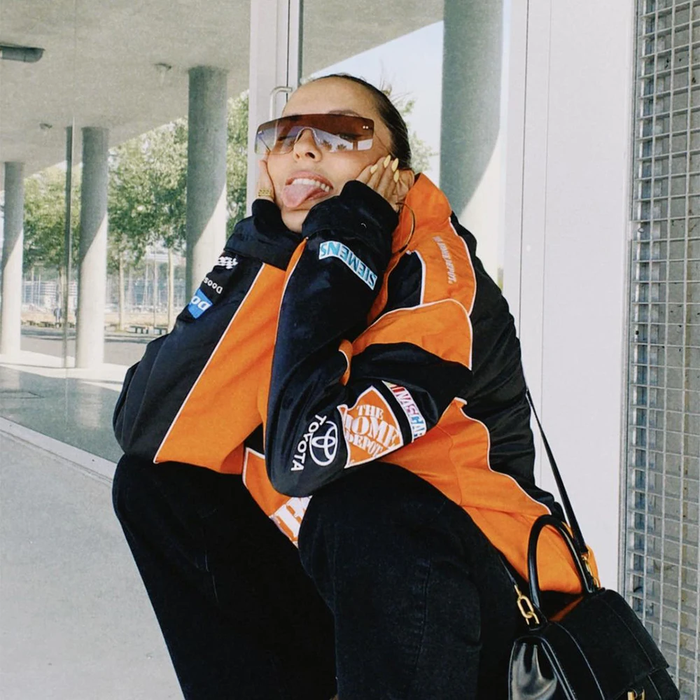 Куртка женская оверсайз с принтом бейсбольная куртка в готическом стиле стиль