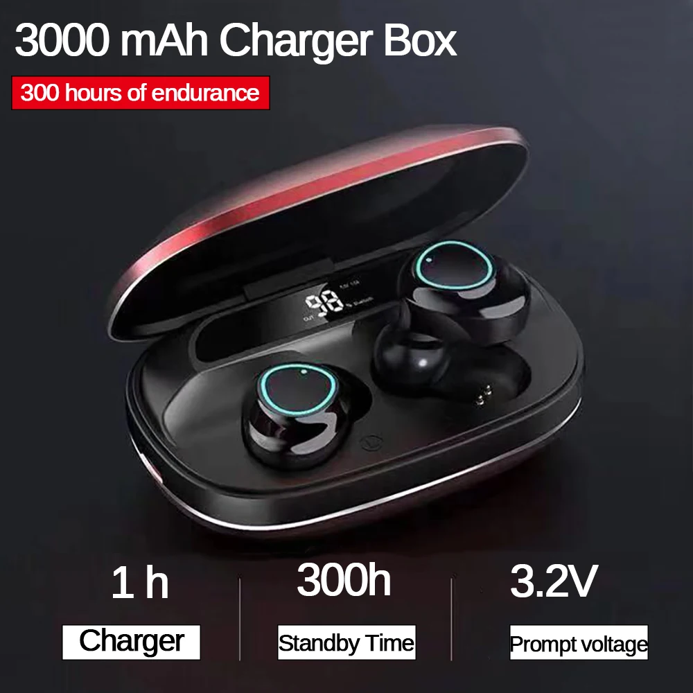 QCR TWS Bluetooth наушники 3000 мАч наушники зарядная коробка IPX7 водонепроницаемый тяжелый бас 6D стерео HiFi Звук светодиодный дисплей гарнитуры