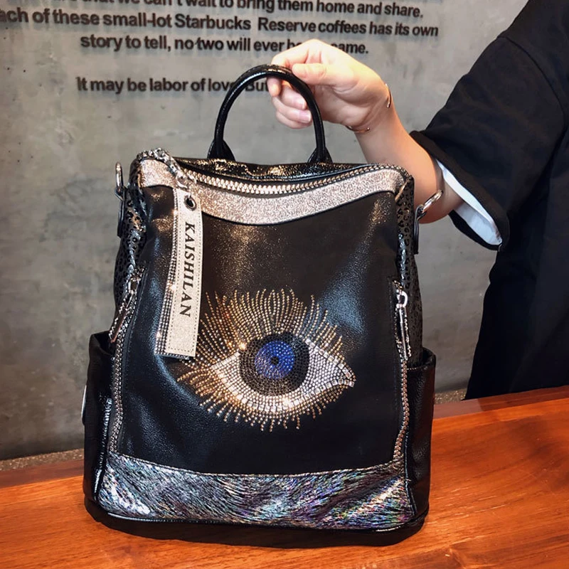 

LIKETHIS 2021 New Luxury Designer Leather Backpack for Women Fashion Patchwork Large Capacity Shoulder Bags for Girl Travel Bag