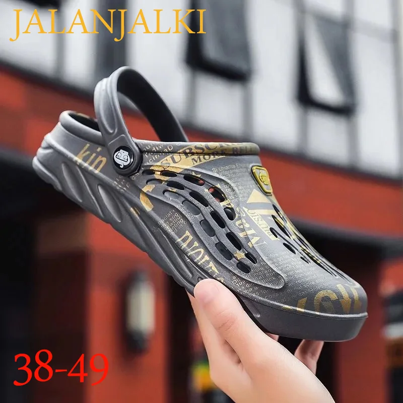 

Шлепанцы JALANJALKI для мужчин и женщин, Нескользящие сандалии с плоской подошвой, шлепанцы с ремешком на щиколотке, Уличная обувь для пар