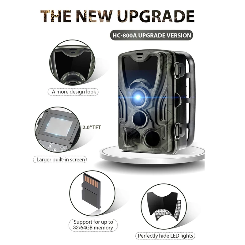 Фотоловушка HC801A водонепроницаемая с функцией ночного видения литий-ионным