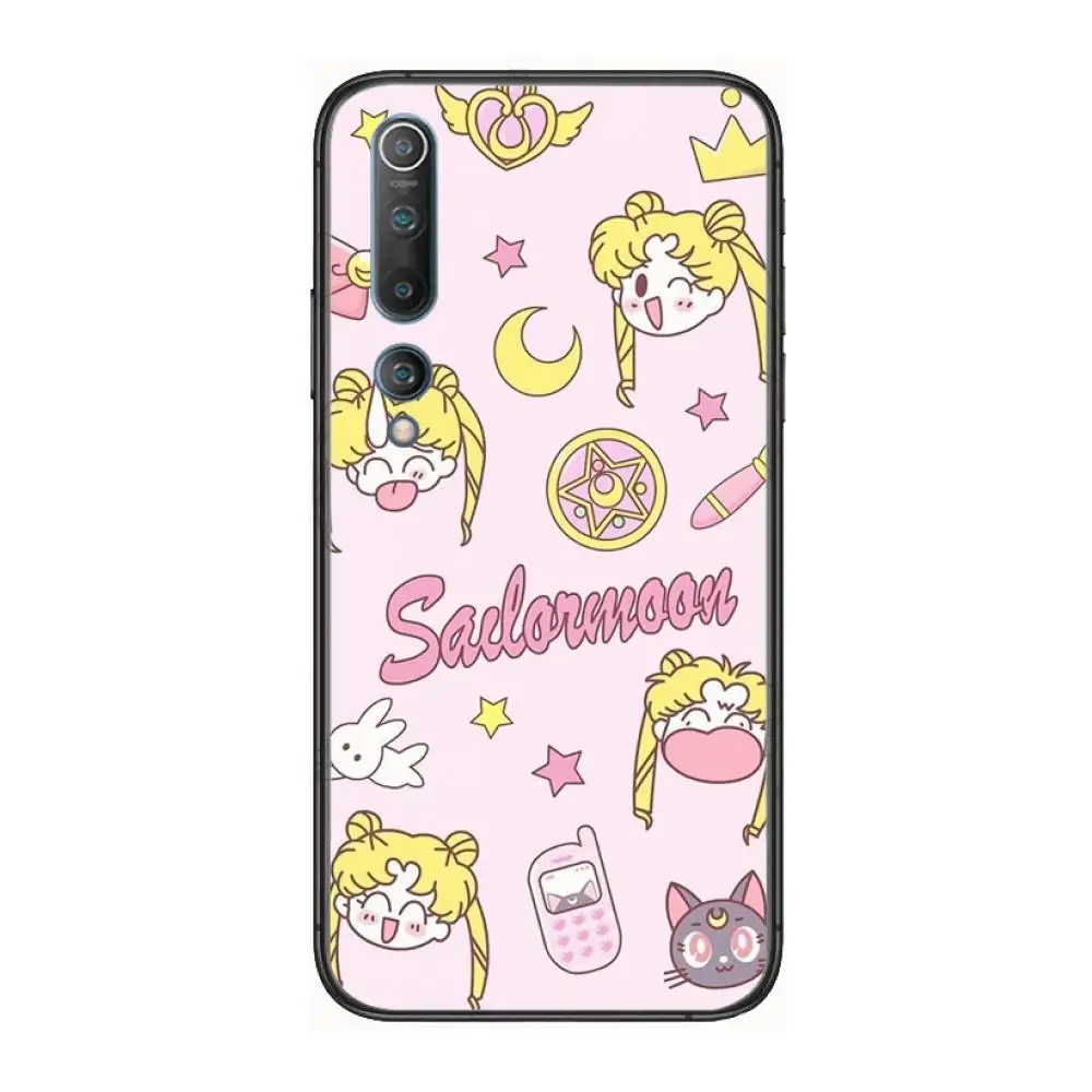 

Sailor-Moon cute Phone Case For xiaomi mi11 5g 10 liti Ultra 9Pro SE 3 8 Note Anime Black Cover Silicone Back Pretty tpu