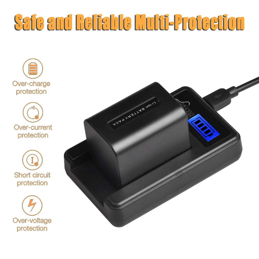 Аккумуляторы и зарядное устройство NP FV70 NPFV70 с ЖК дисплеем 2500 мАч USB 1 шт. для Sony FV30