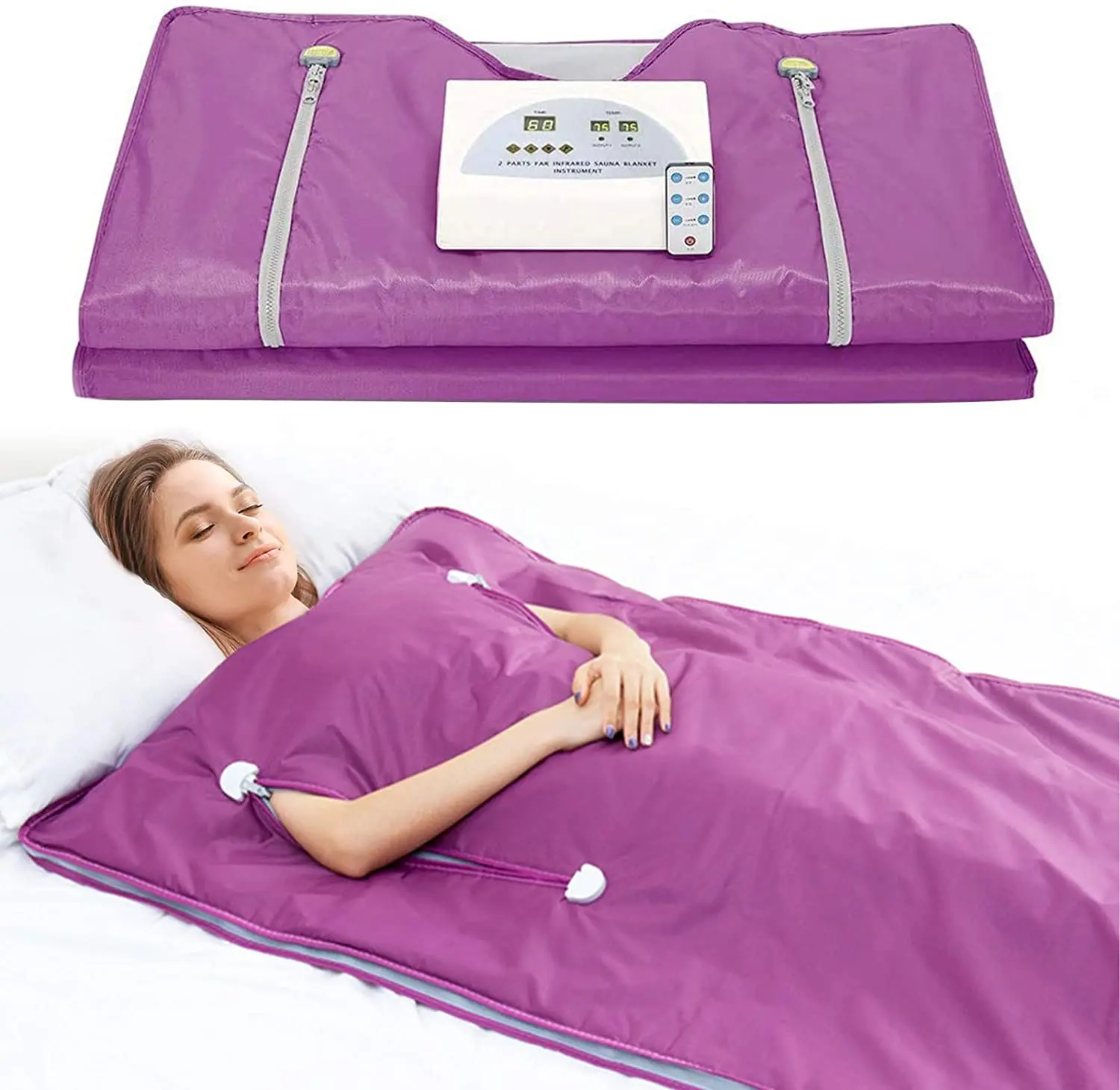 Manta de Sauna de infrarrojos lejanos para mujer, accesorio de 2 zonas para p&eacute;rdida de peso, FIR ponderado, para adelgazar, Fitness, 110/220V-1