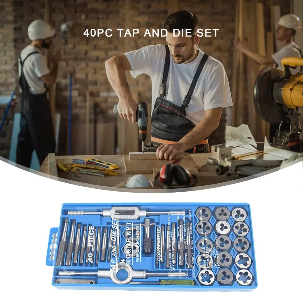 

40Pcs Metric Tap Wrench And Die Pro Set M3-M12 Alloy Metal Hand Tool Tooth Gauge Screwdriver Die Hinge Hand Frame