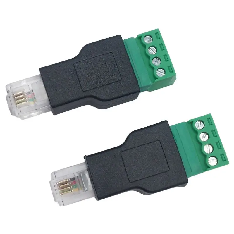 

1PC RJ11 to Screw Terminal Adapter RJ11 Male to 4 Pin Connector Splitter Shield Terminal Plug