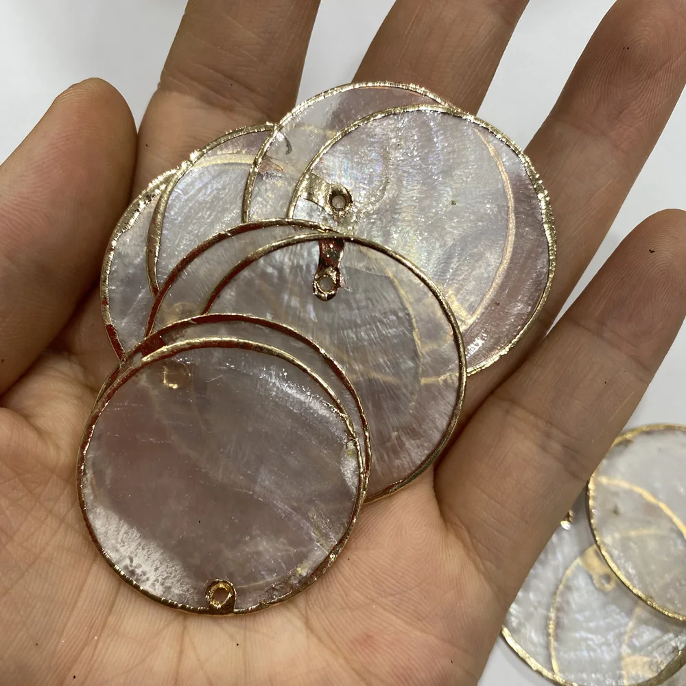 

4Pcs Natural Shell Pendant Round Wafer Mirror Shell For Jewelry Making DIY Necklace Earring Handiwork Sewing Accessory