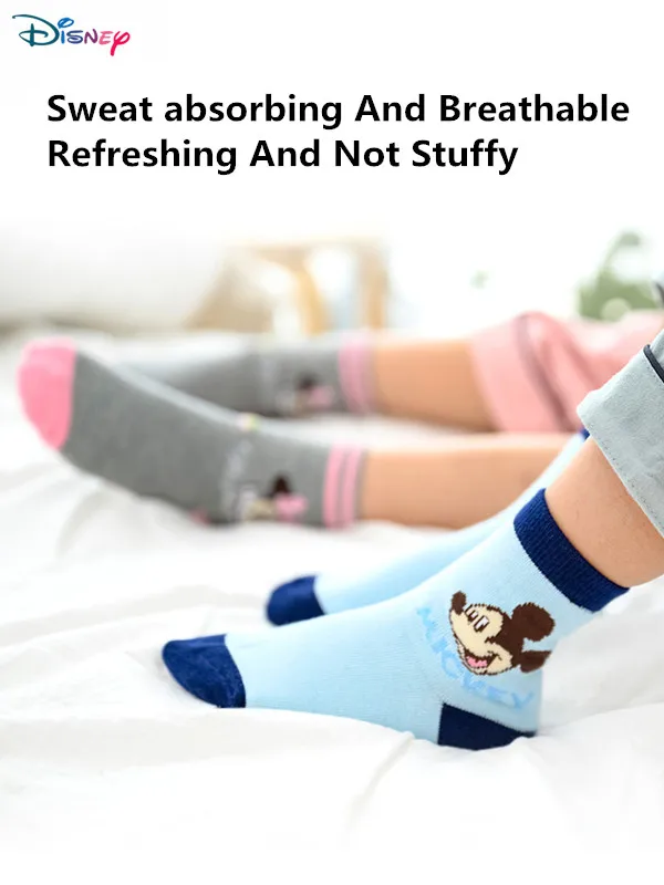 Детские хлопковые сетчатые носки Disney тонкие дышащие с мультяшным Микки и Минни