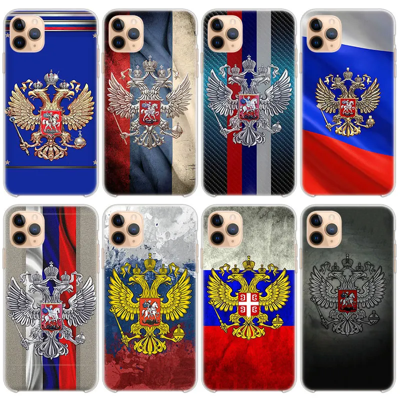 Силиконовый чехол с эмблемой российского флага для Apple iPhone 13 12 Mini 11 Pro XS Max X XR 6 6S 7 8