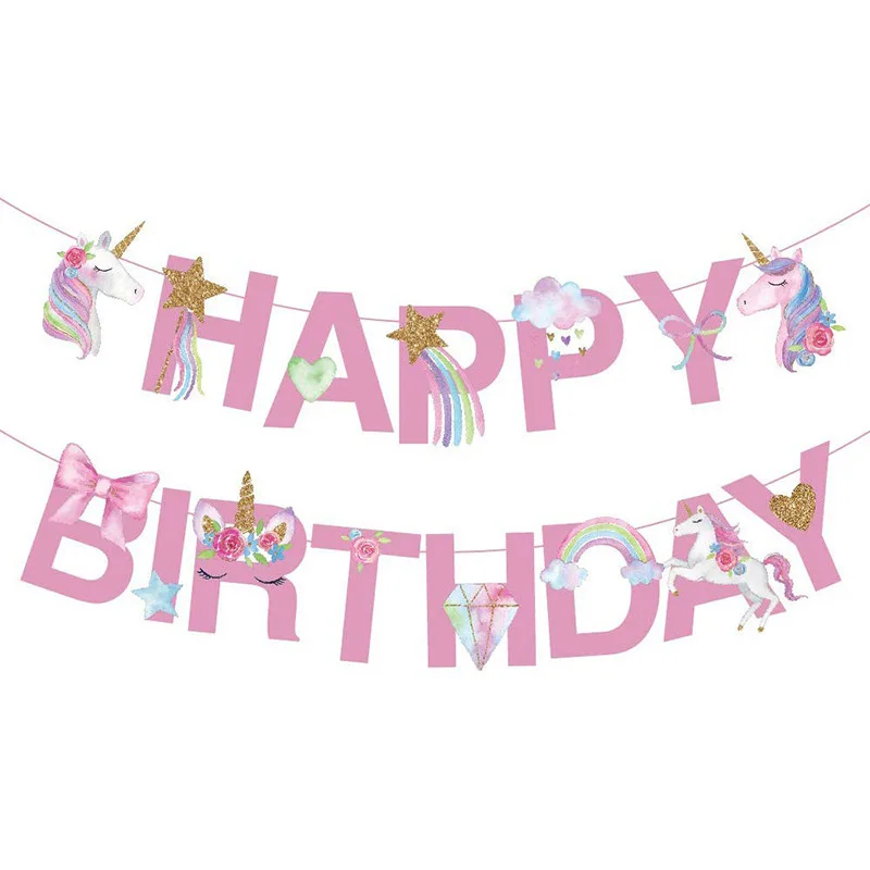 

Unicorn Bunting Happy Birthday Balloon Letter Garland Decoration Supplies Party Decoration Birthday Party Home Party Decoration