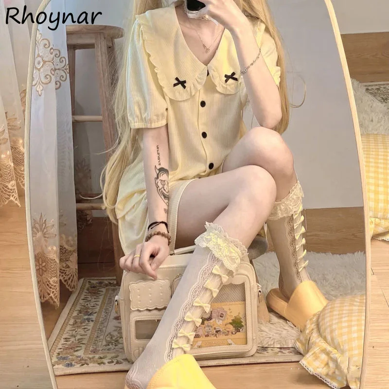 

Pajama Sets Women Lovely Girls Leisure Home Summer Turn Down Collar Design Female Stylish New Arrival All-match Tender Popular