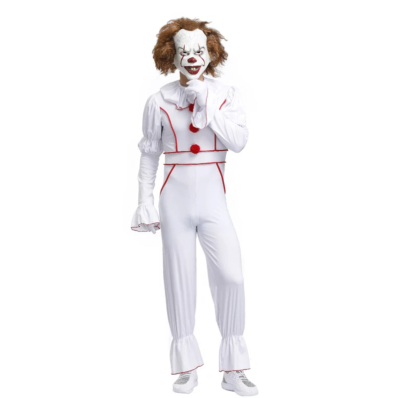 

Character Joker Pennywise Cosplay Costume Clown Halloween Costumes Circus Role play party Clothing Men