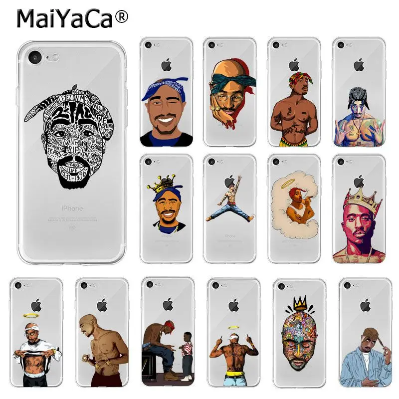 

FHNBLJ Rapper 2Pac Makaveli Tupac Amaru Shakur TPU Soft Phone Case for iPhone 8 7 6 6S Plus X XS MAX 5 5S SE XR Mobile Cover