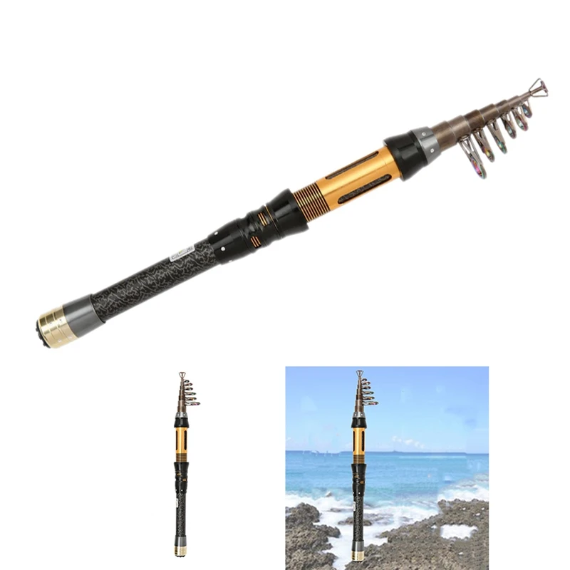 

Fishing Rod Super Short Fishing Rod with Golden Colorful Guide Ring for Travel,Winter Fishing