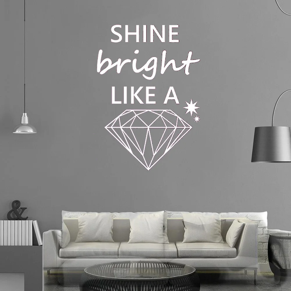 

Shine Bright Like A Diamond Special Design Wall Decal Quotes Pattern Stars Wall Stickers Vinyl Removable Bedroom Art Mural ph523