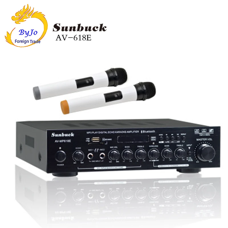 Sunbuck AV-618E HIFI аудио Bluetooth 2,0 канальный Профессиональный Cara OK усилитель мощности двойной беспроводной микрофон подарок