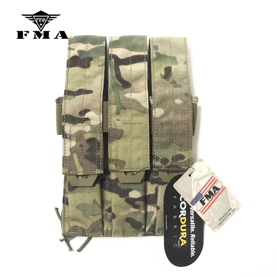 FMA Tactical Pouches Triple Magazine Pouch Kriss Vector MOLLE Mag Carrier SMG Camo Military Molle Free Shipping | Спорт и