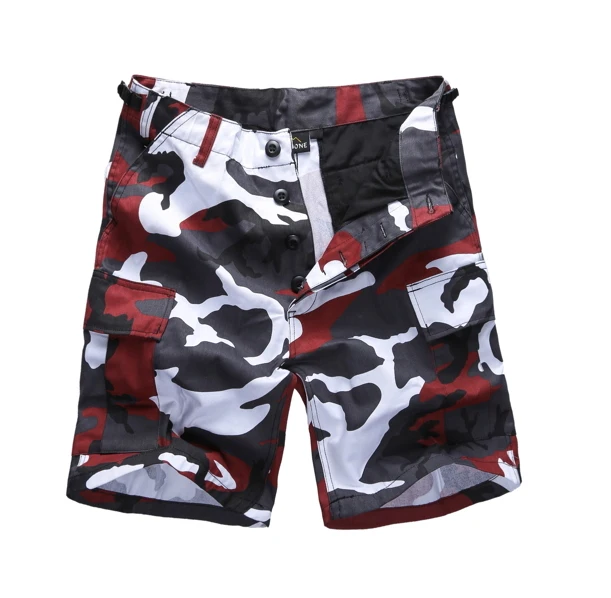 Red Camo Мужские армейские военные шорты BDU, повседневные рабочие камуфляжные шорты Карго - Цвет: Red Camo