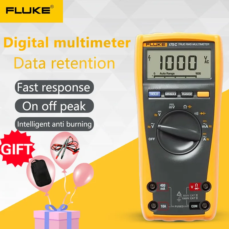 

Цифровой мультиметр Fluke 175 175C, тестер напряжения, сопротивления, частоты и температуры, True RMS